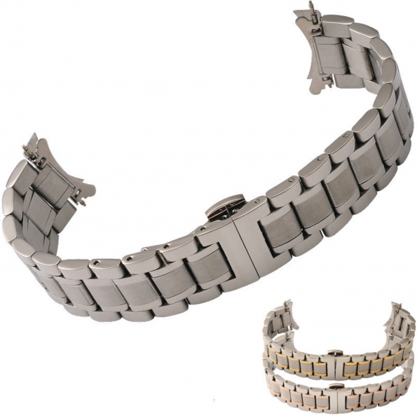 Arc-mouth Connector 5-beads Solid Steel Watch Strap 14 To 24mm
