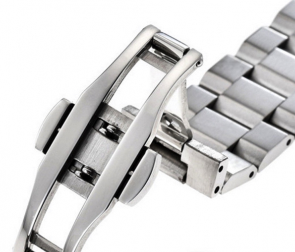 Solid Polished Three-bead Stainless Steel Bracelet Strap 18 To 24mm