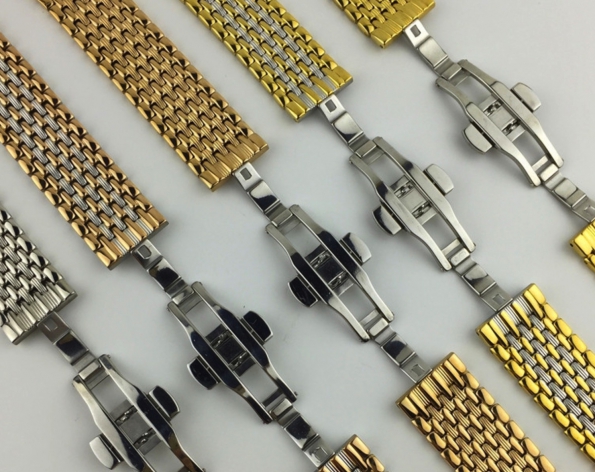 Stainless Steel Watch Strap 9-beads 12 To 22mm And Butterfly Buckle