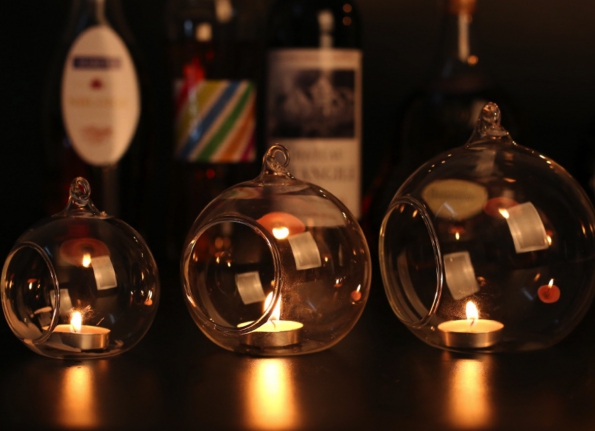 Spherical Glass Candle Hanging Holder Candlestick