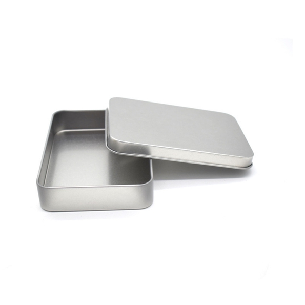 Tinplate Box Metal Tin Square Silver Flat Cover Open-window Packaging Packet