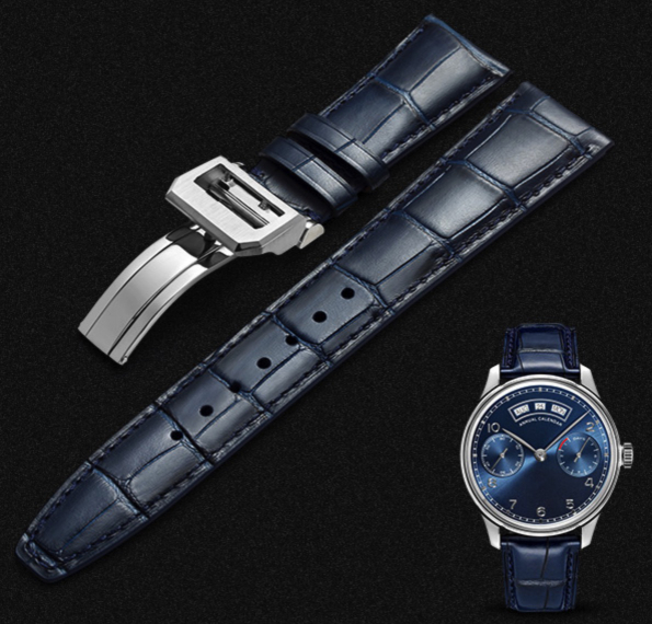 Alligator Darker Blue Brown Black Leather Watch Strap 20/21/22mm