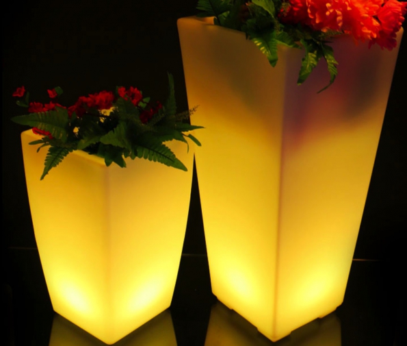 Glowing Led Flower Pots Plant Pots Square Led Illuminated Pots
