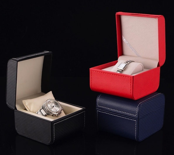 Custom Retail Packaging Watch Box Red Blue and Black