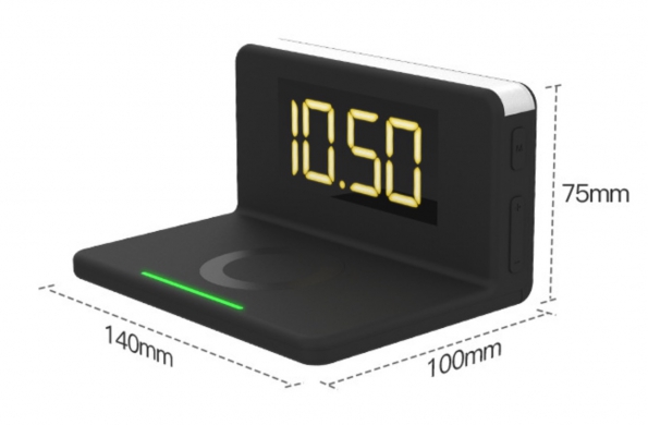 Wireless Charger LED Night Light With Alarm Clock 3-in-1