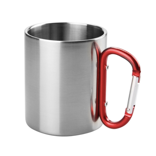 Stainless Steel 304 Mug Cup With Carabiner Handle Double Wall