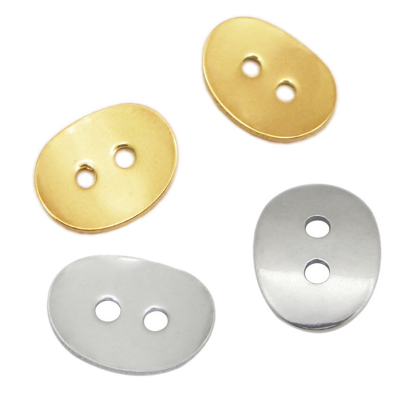 Stainless Steel Ellipse Round Bracelet Buttons Silver Gold