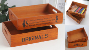 Wood Organizer With Large Letter Printing