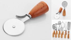 Wooden Smile Handle Pizza Cutter