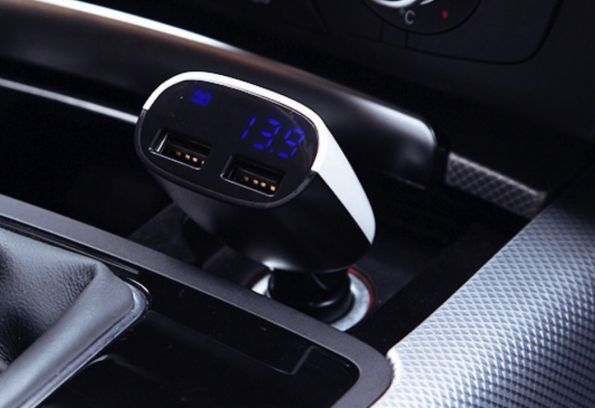 LED Display Digital Car USB Charger Double USB Outputs
