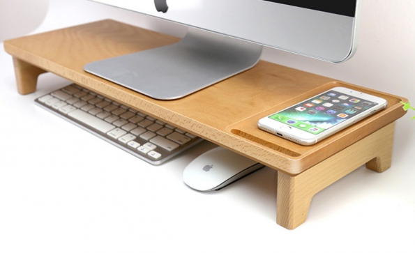 Wood Bamboo LCD Stand Organizer Desktop Display Mount Simple Fashion