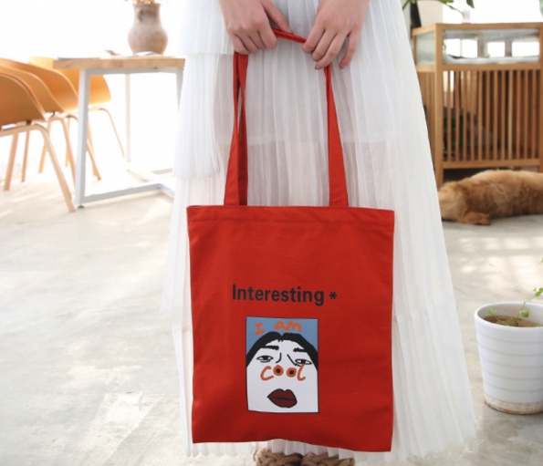 Shoulder Printed Canvas Shopping Bag Cute Printing Casual Bag
