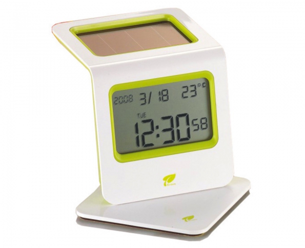 Solar LCD Alarm Clock Temperature And Time Display