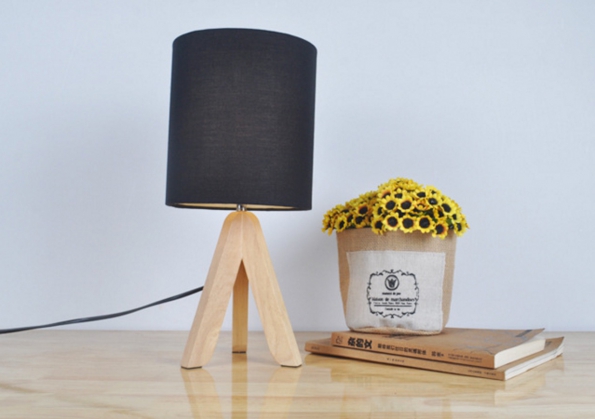 Wooden Tripod Stand LED Lamp with Fabric Art For Soft Light Deco Living Room Lamp Bedroom Desk Light