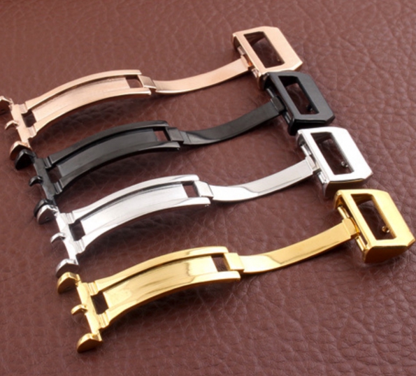 Folding Stainless Steel Watch Buckle Gold, Rose-gold, Silver And Black