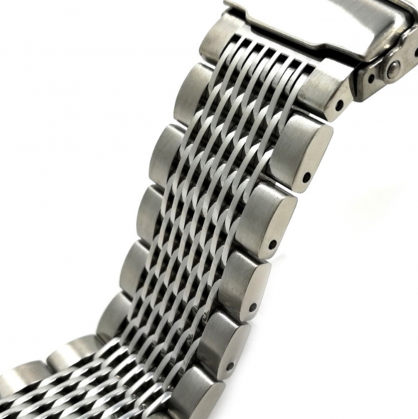 Solid Steel 15 Beads 20 22 24mm Stainless Steel Watch Strap