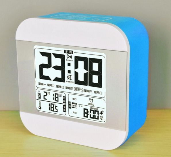 Fashion Large LCD Display LED Clock 7-Sets Music Alarming Night Light Clock