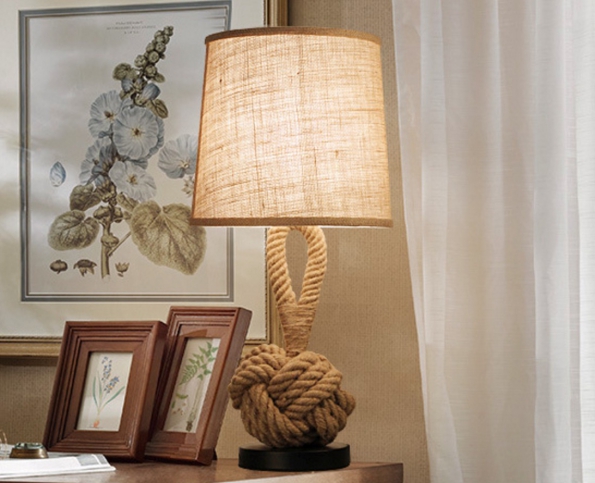 Rope Style LED Desk Creative Design Lamp Fabric Art Deco Bar Hotel Bedroom
