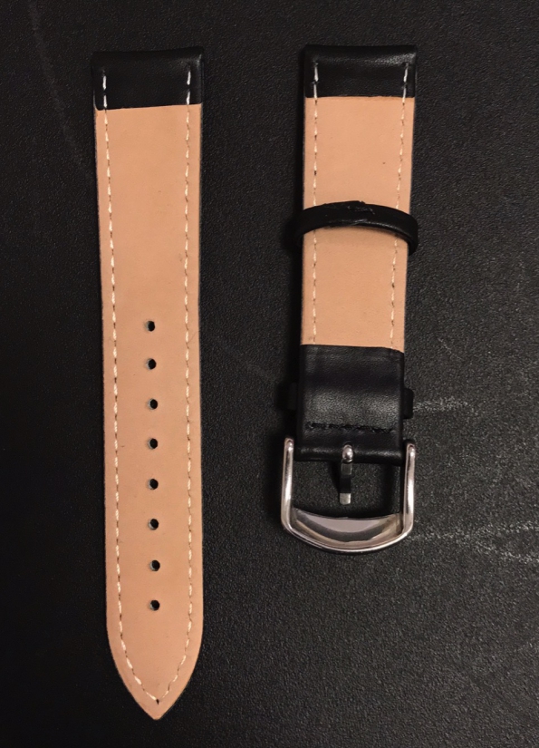 Replacement Watch Strap Smooth Leather Black Customized OEM With Your LOGO