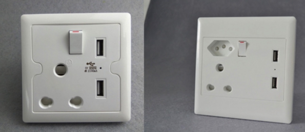 South Africa Brazil 126 Type Wall Socket With USB 2.1A Dual