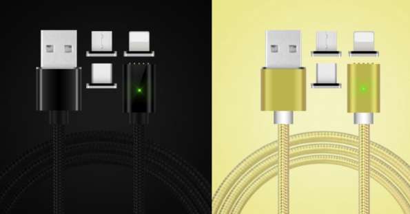 Magnetic Connector USB Cable Braided Style 1M