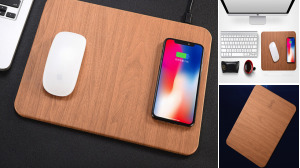 Wood Texture Mouse Pad Wireless Charge