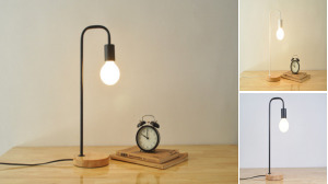 Moon LED E27 Desk Lamp Solid Wood Stand