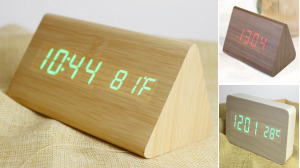 Wooden Case LED Sound Sensor Auto Clock