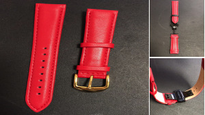 Red Genuine Leather Strap With Butterfly